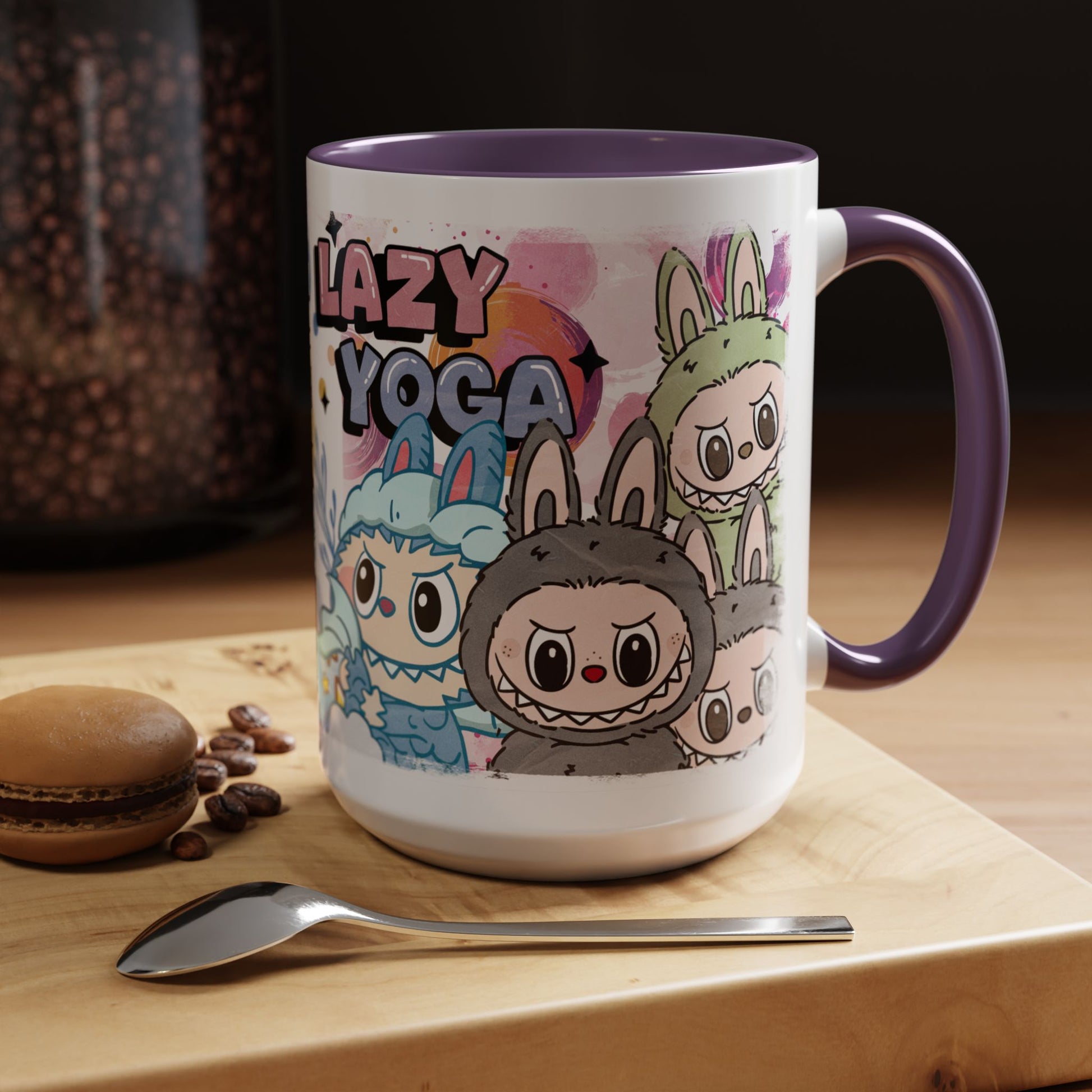 Mug Labubu Lazy Yoga Accent Coffee Mug - Fun & Whimsical Design for Relaxation Lovers
