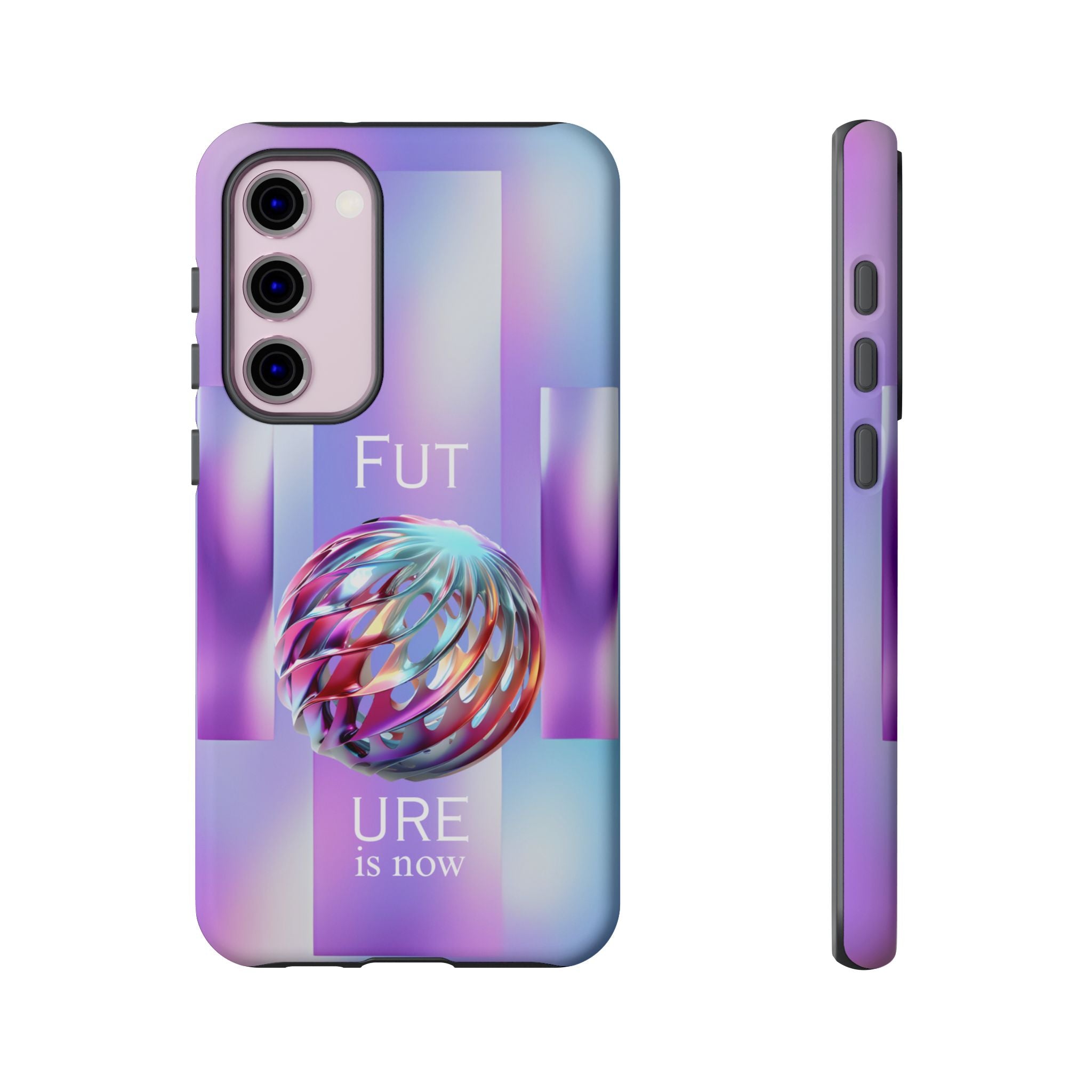 Futuristic Gradient Tough Case – 'Future is Now' 3D Design | Shockproof & UV Protected
