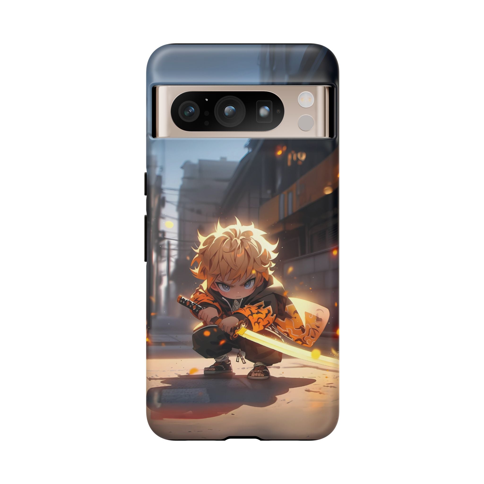 Chibi Zenitsu Lightning Tough Phone Case – Anime Protective Case for iPhone & Samsung, UV Resistant, Durable & Stylish