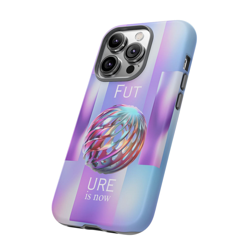 Futuristic Gradient Tough Case – 'Future is Now' 3D Design | Shockproof & UV Protected