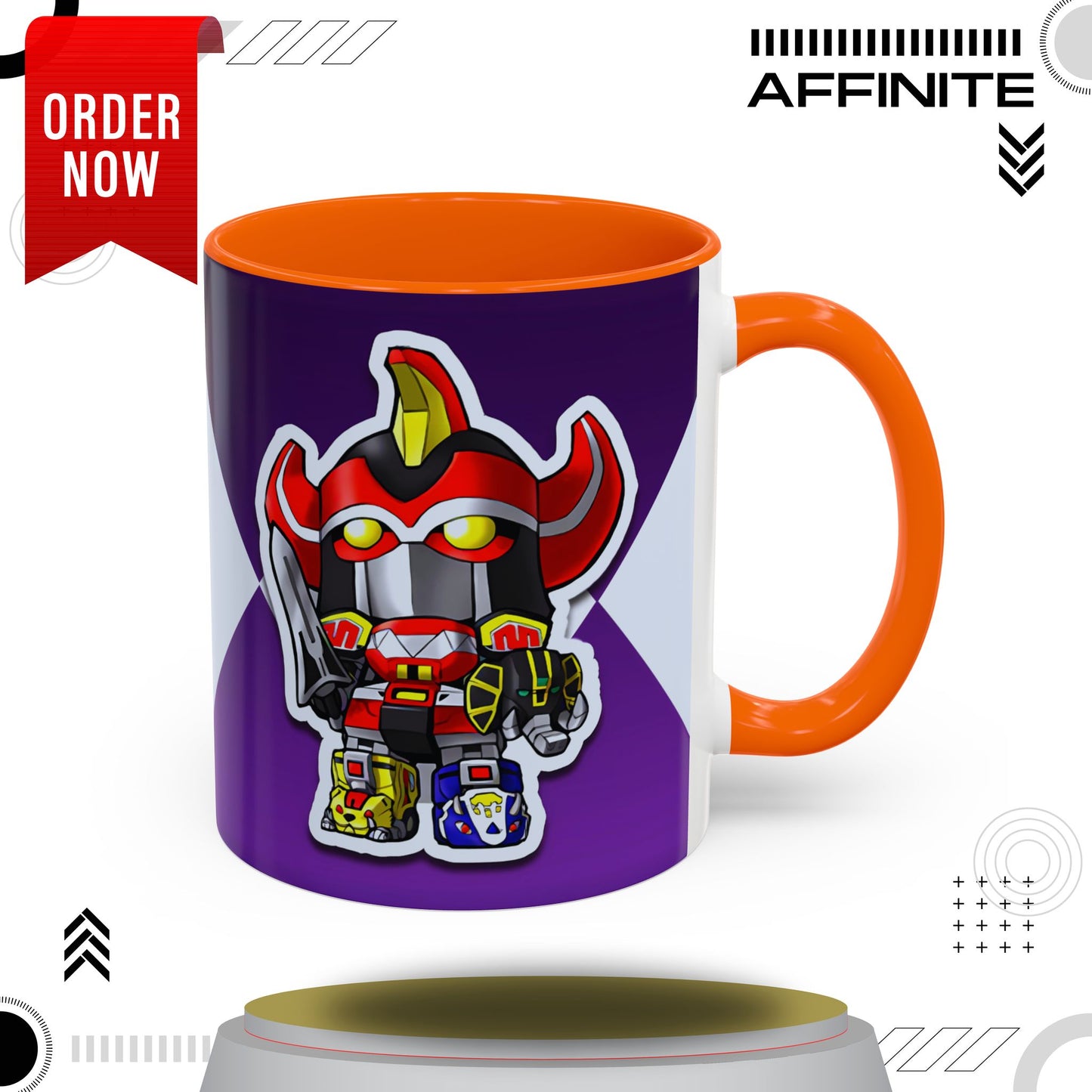 Mug Mighty Morphin Power Rangers Megazord Ceramic Mug - 11oz & 15oz Coffee Mug - Accent Mug for Pop Culture Fans 11oz Orange