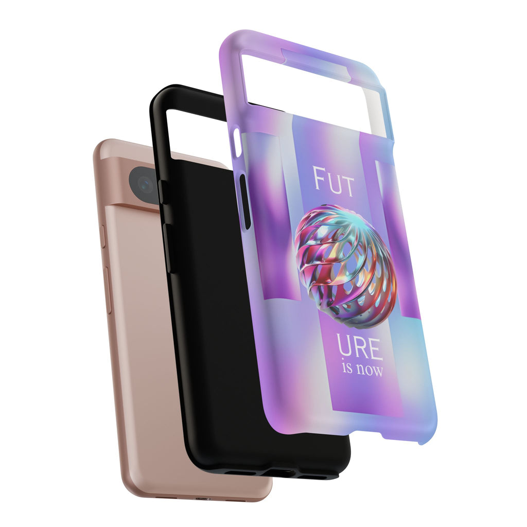 Futuristic Gradient Tough Case – 'Future is Now' 3D Design | Shockproof & UV Protected