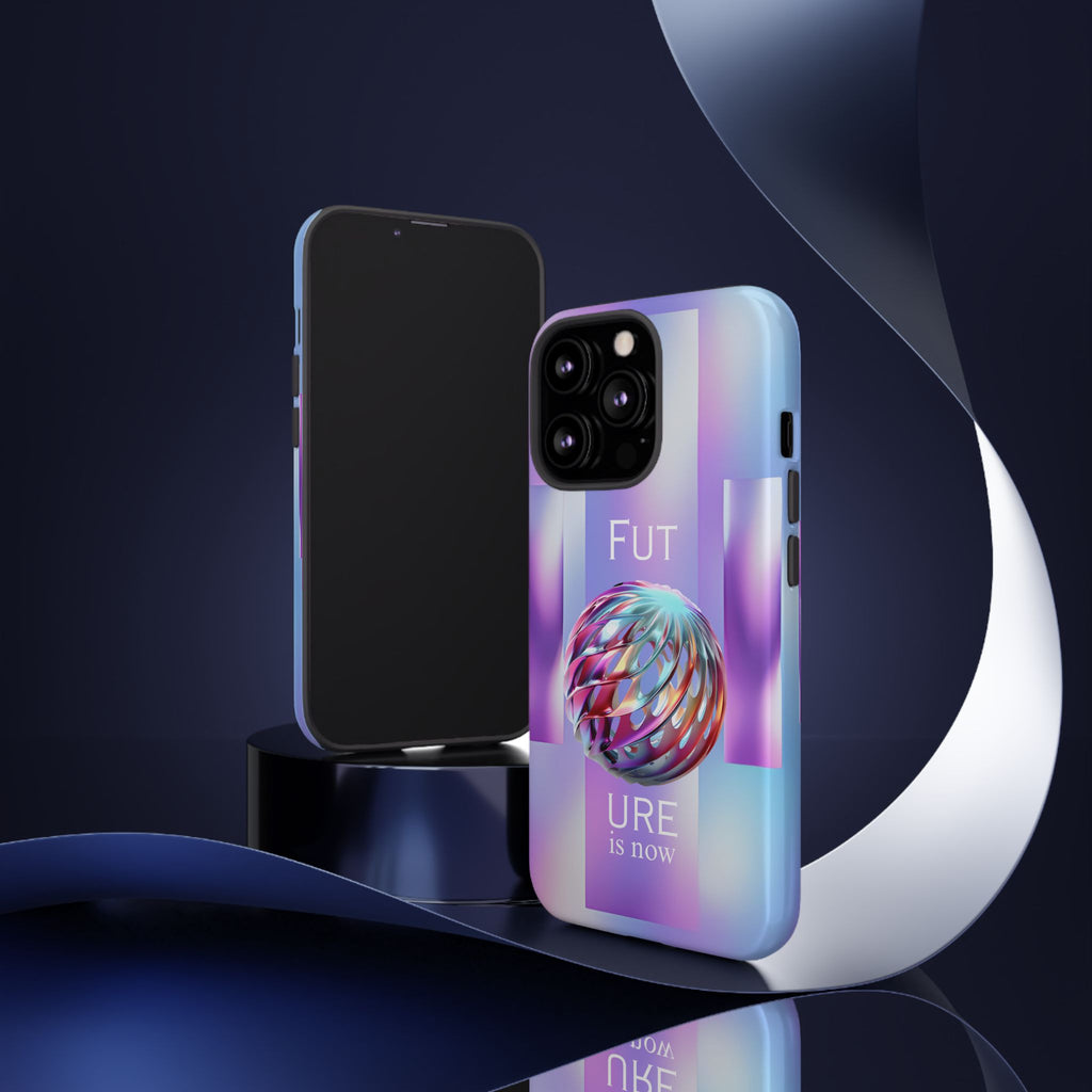 Futuristic Gradient Tough Case – 'Future is Now' 3D Design | Shockproof & UV Protected