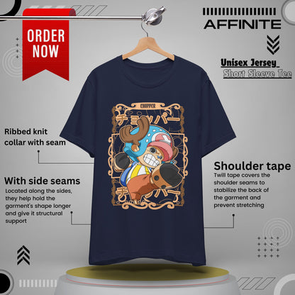 T-Shirt Anime-Inspired Unisex Short Sleeve Tee - 100% Cotton Chopper T-Shirt by Bella+Canvas Navy