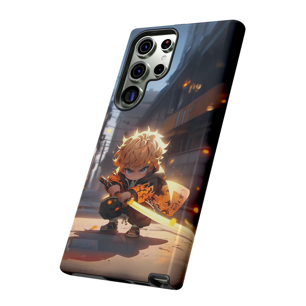 Chibi Zenitsu Lightning Tough Phone Case – Anime Protective Case for iPhone & Samsung, UV Resistant, Durable & Stylish
