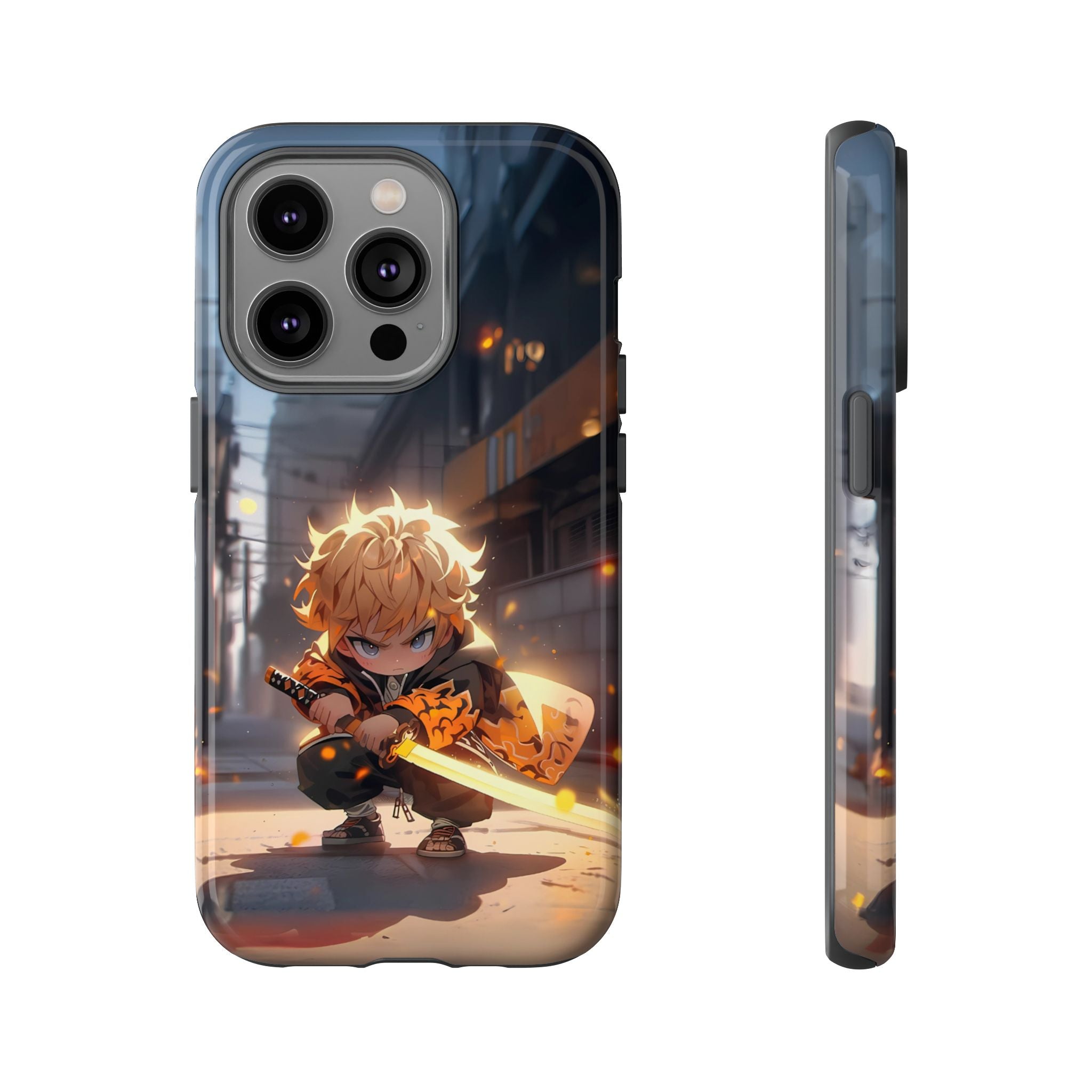 Chibi Zenitsu Lightning Tough Phone Case – Anime Protective Case for iPhone & Samsung, UV Resistant, Durable & Stylish