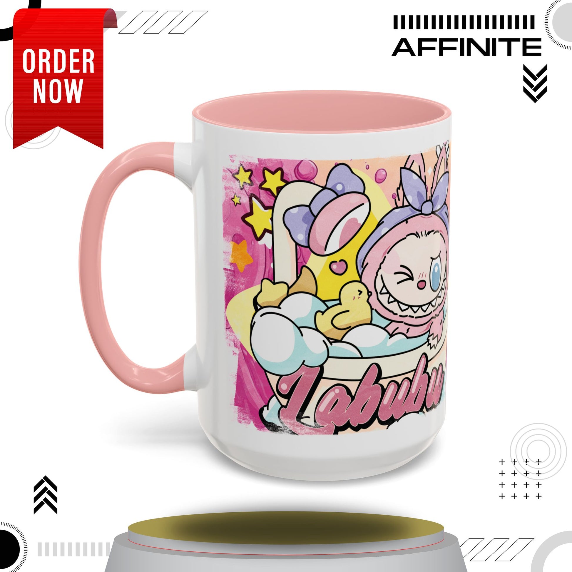 Mug Lazy Yoga Labubu Accent Coffee Mug - Fun & Playful Design for Relaxation 15oz Pink
