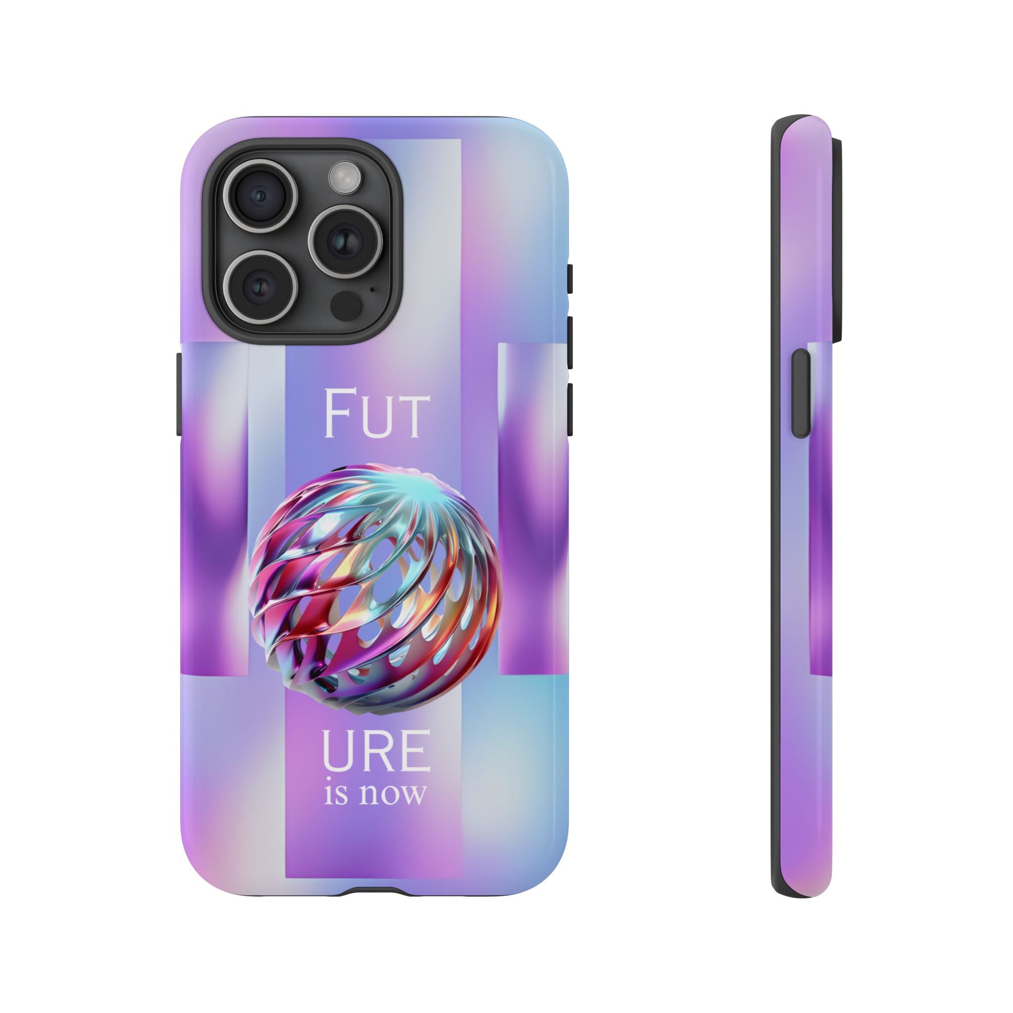 Futuristic Gradient Tough Case – 'Future is Now' 3D Design | Shockproof & UV Protected