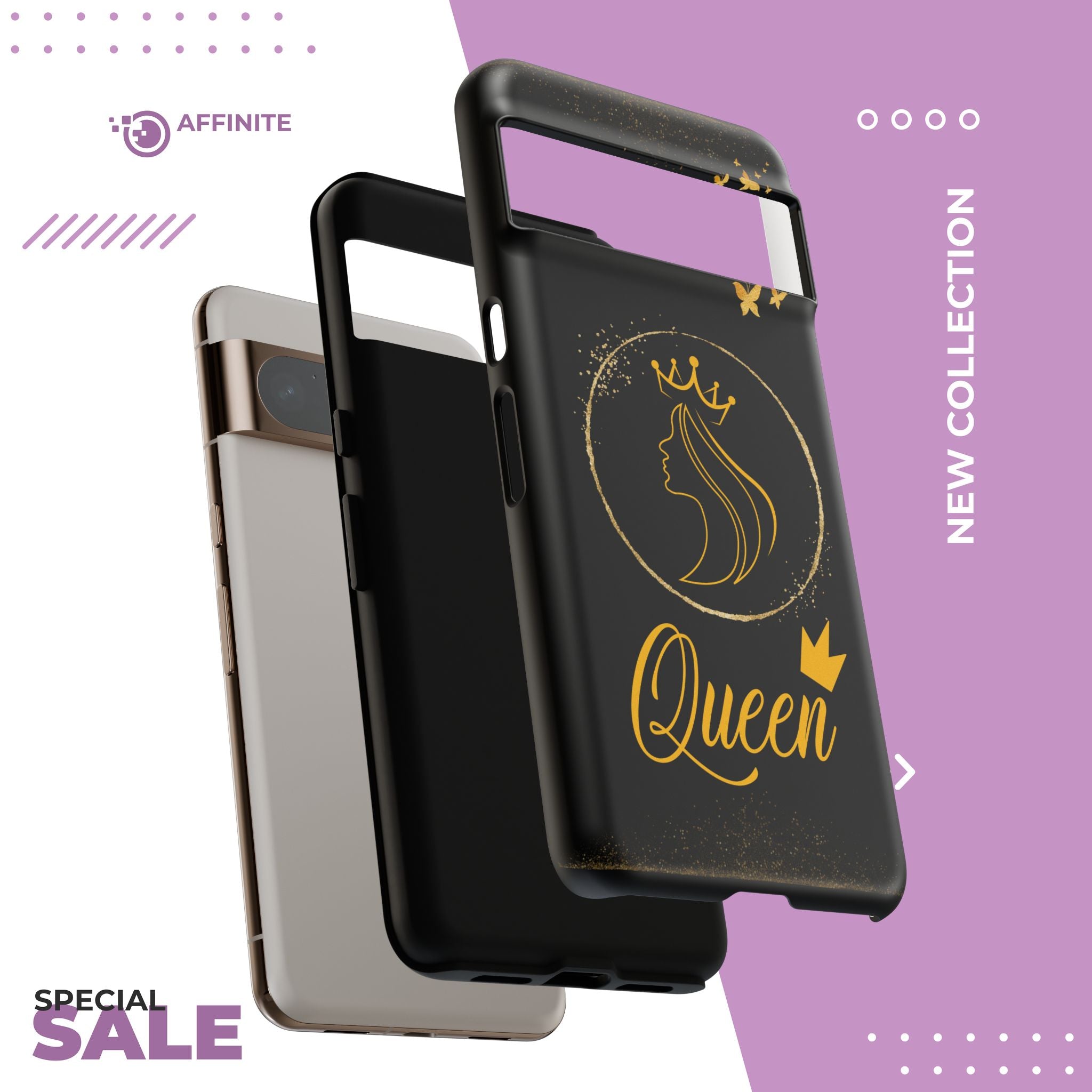 Tough Case Queen Phone Case – Matte & Glossy Crown Design for iPhone, Samsung & Pixel