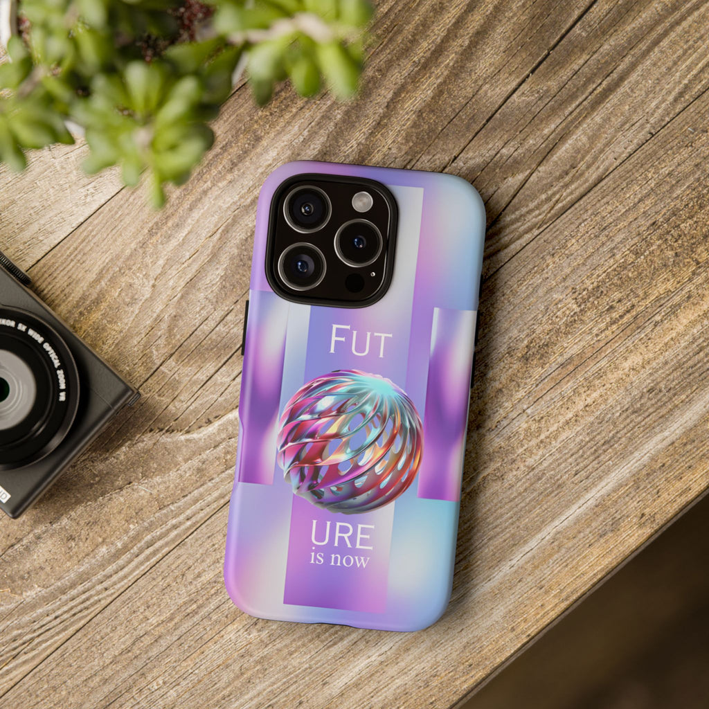 Futuristic Gradient Tough Case – 'Future is Now' 3D Design | Shockproof & UV Protected