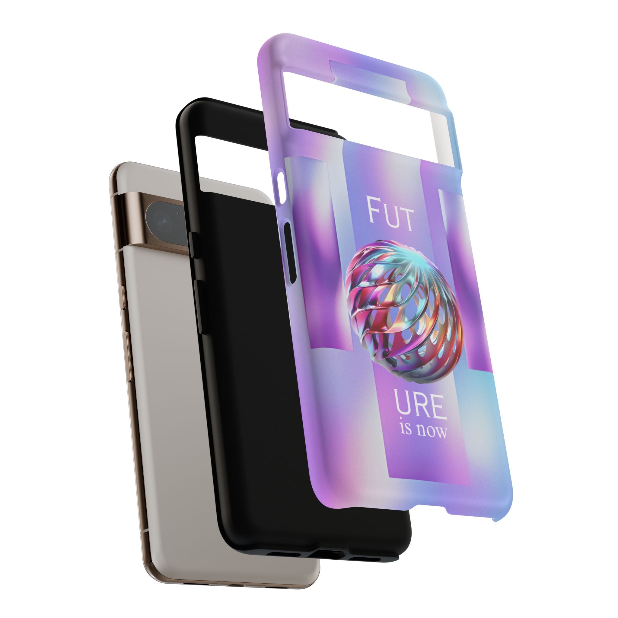 Futuristic Gradient Tough Case – 'Future is Now' 3D Design | Shockproof & UV Protected
