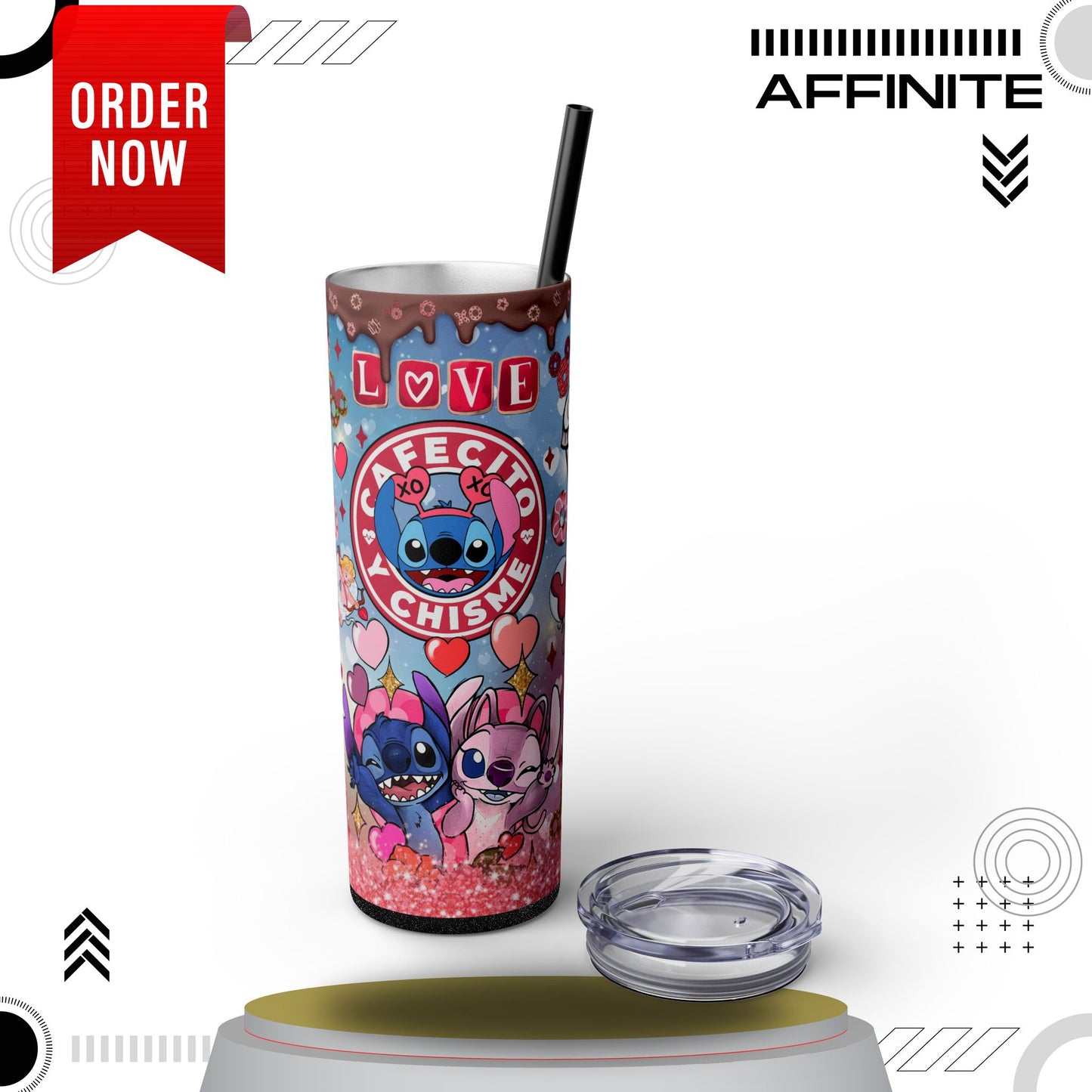 Tumblers Stitch Love & Cupcakes Skinny Tumbler with Straw - 20oz, Cute Drinkware for Coffee Lovers