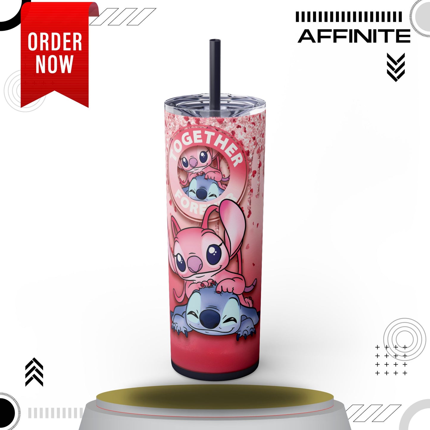 Tumblers Lilo and Stitch Glitter Tumbler - 20oz Disney 'Together Forever' Cup