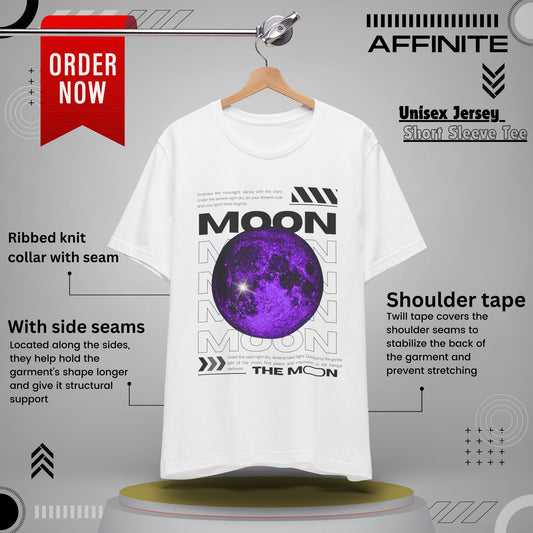 T-Shirt Unisex Moon-Themed T-Shirt | Casual Short Sleeve Tee | Astronaut Lover Gift Solid White Blend
