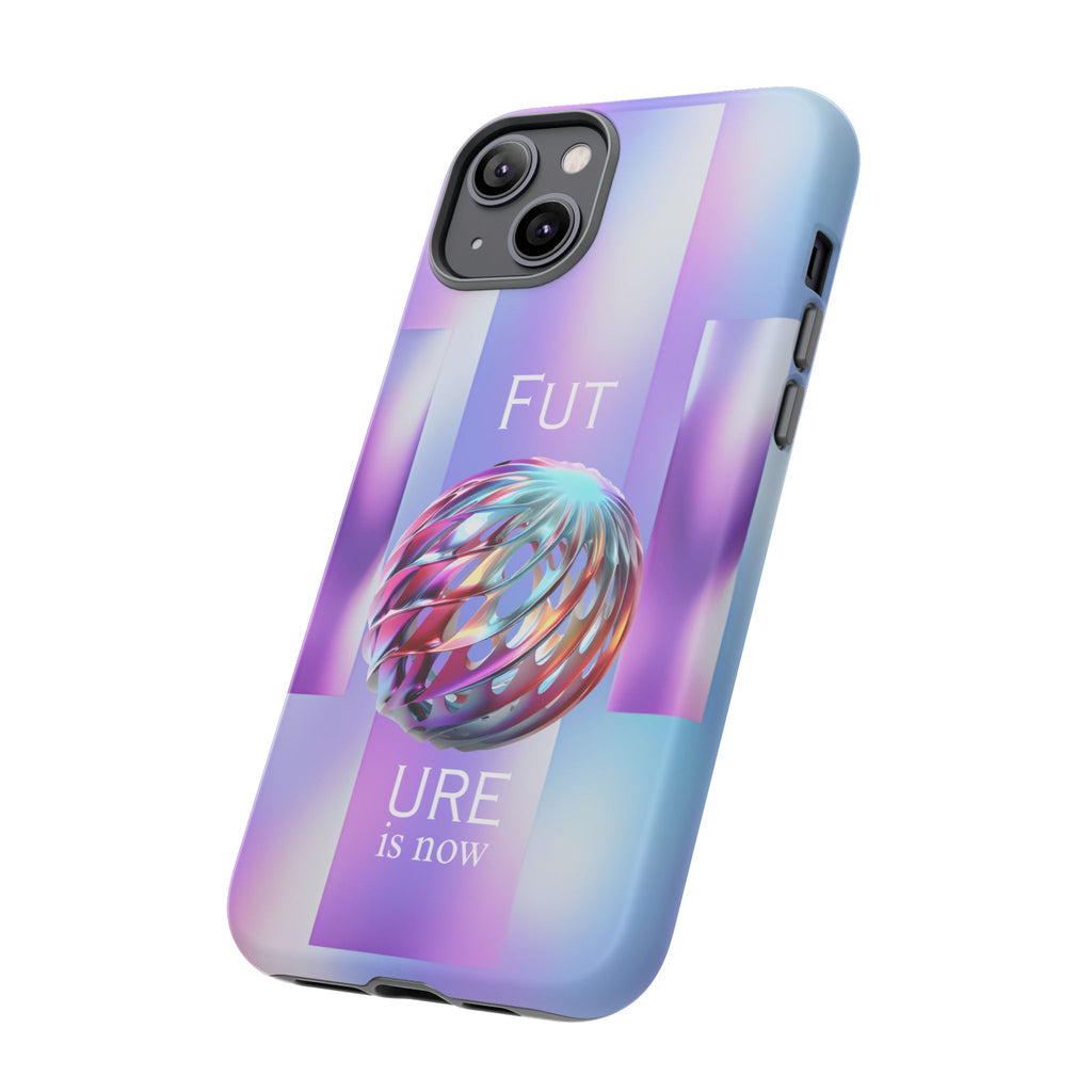 Futuristic Gradient Tough Case – 'Future is Now' 3D Design | Shockproof & UV Protected