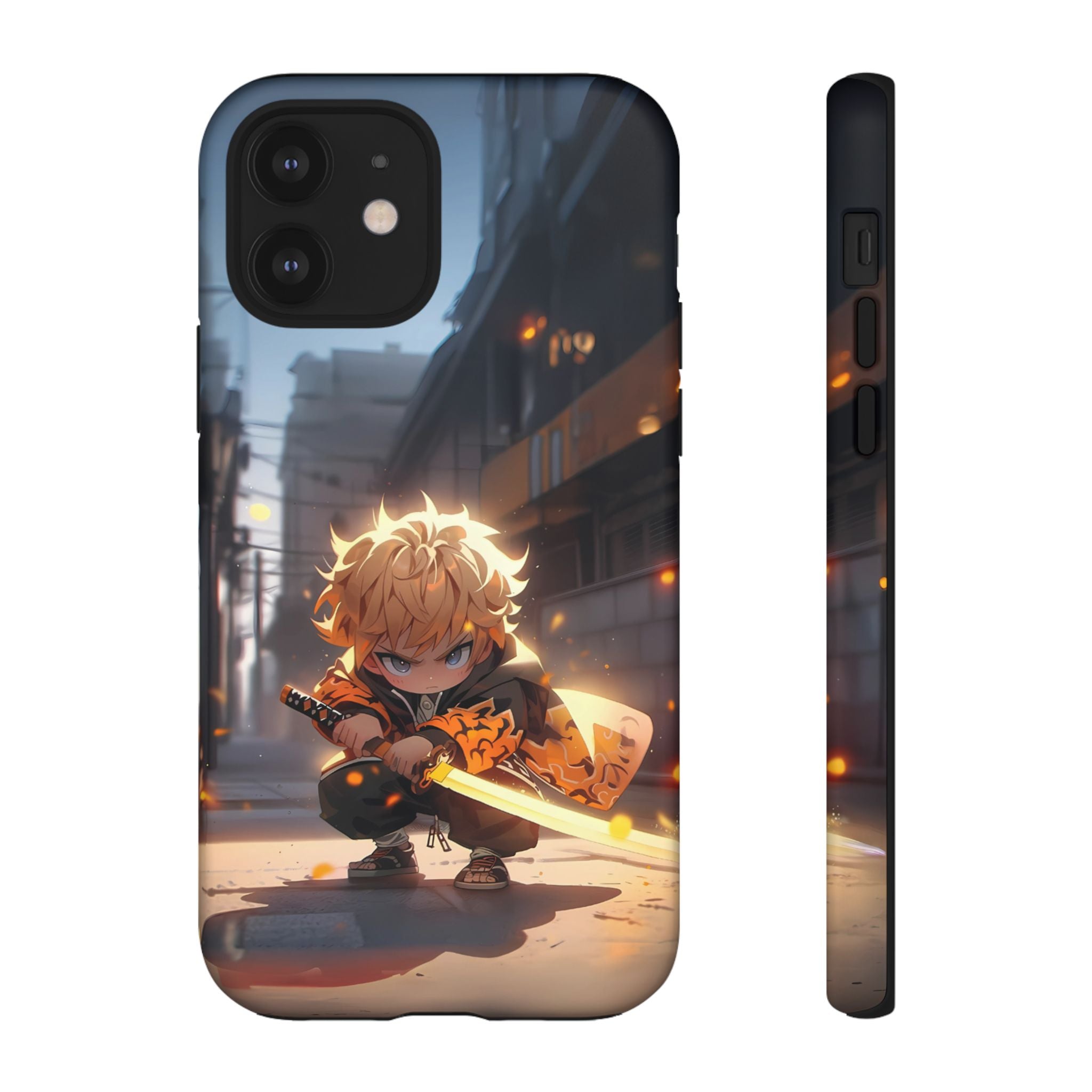 Chibi Zenitsu Lightning Tough Phone Case – Anime Protective Case for iPhone & Samsung, UV Resistant, Durable & Stylish