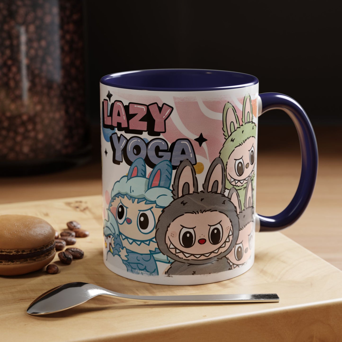 Mug Lazy Yoga Cartoon Labubu Accent Coffee Mug - Fun and Whimsical Design for Coffee Lovers