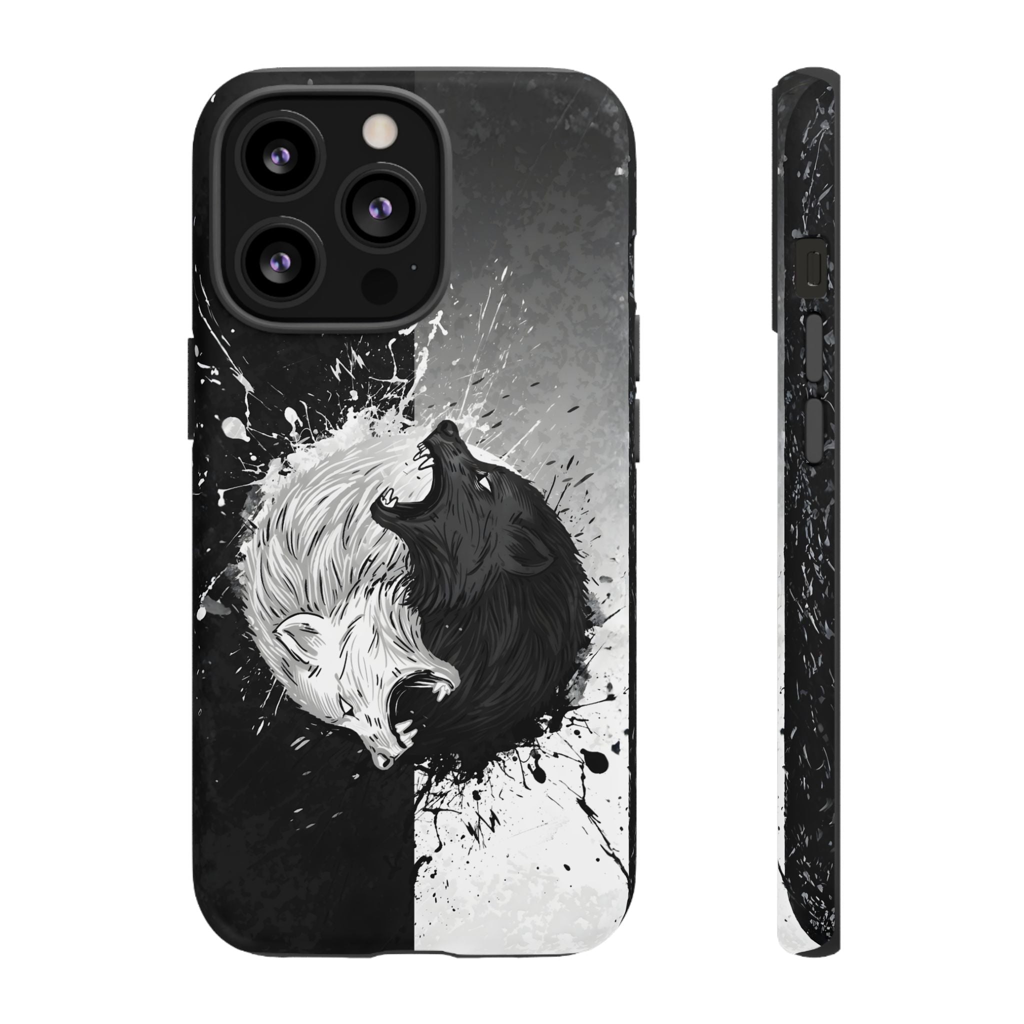 Yin Yang Wolf Phone Case - Dual Layer Protective Cover iPhone 13 Pro Matte Tough Cases