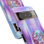Futuristic Gradient Tough Case – 'Future is Now' 3D Design | Shockproof & UV Protected