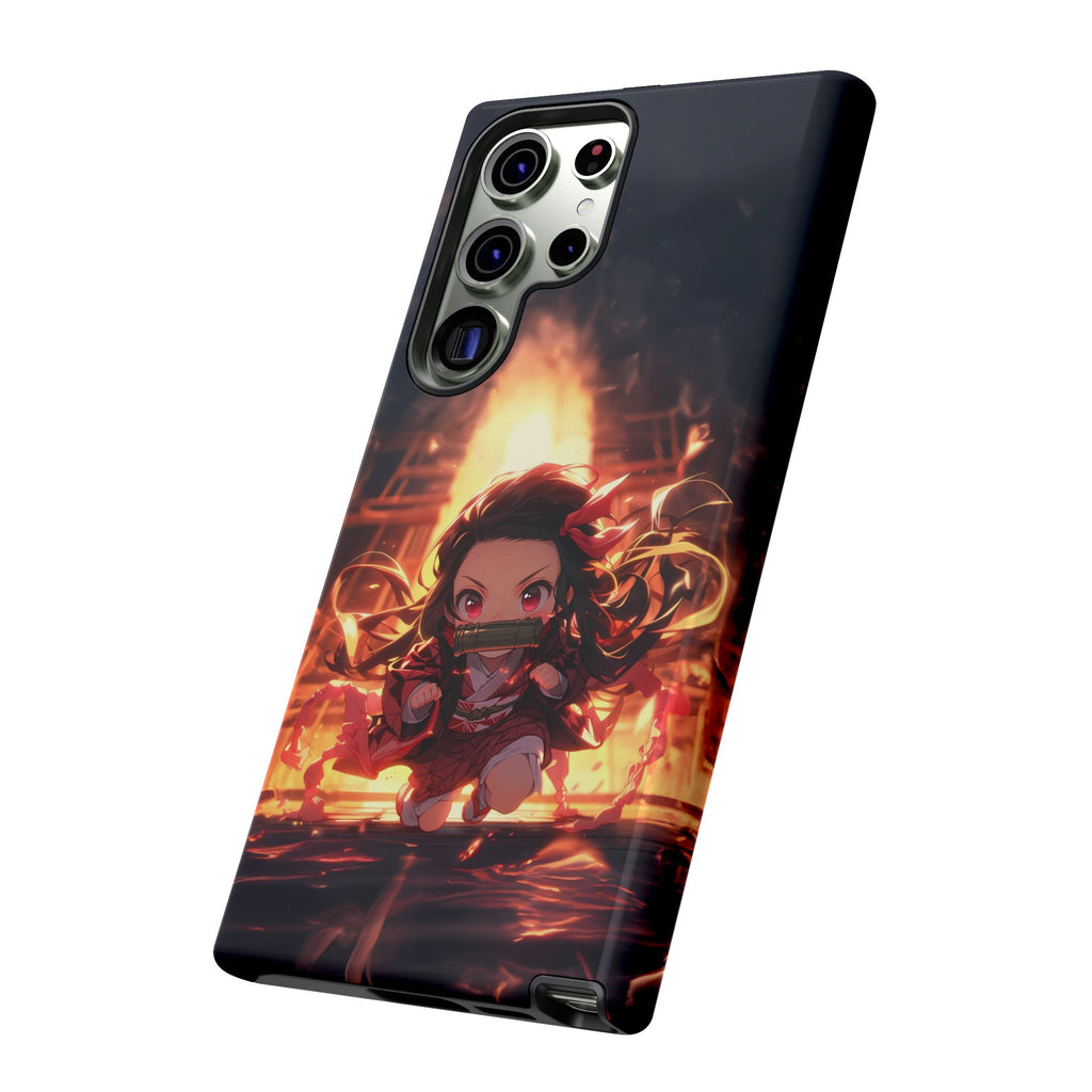 Chibi Nezuko Kamado Tough Phone Case – Anime Protective Case for iPhone & Samsung, UV Resistant, Durable & Stylish