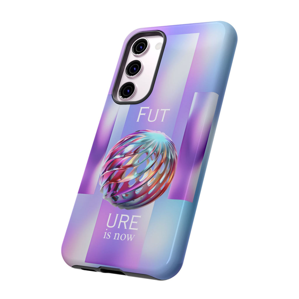 Futuristic Gradient Tough Case – 'Future is Now' 3D Design | Shockproof & UV Protected