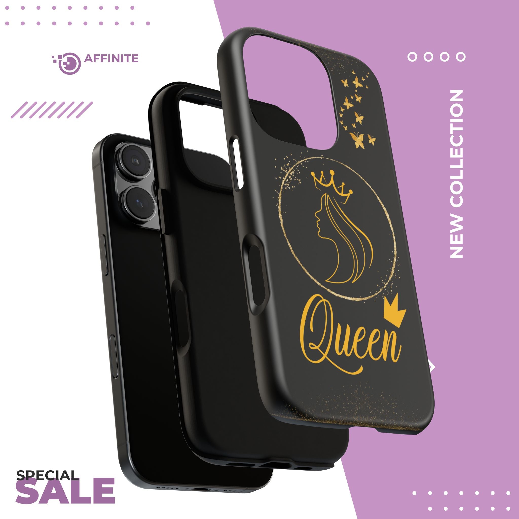 Tough Case Queen Phone Case – Matte & Glossy Crown Design for iPhone, Samsung & Pixel