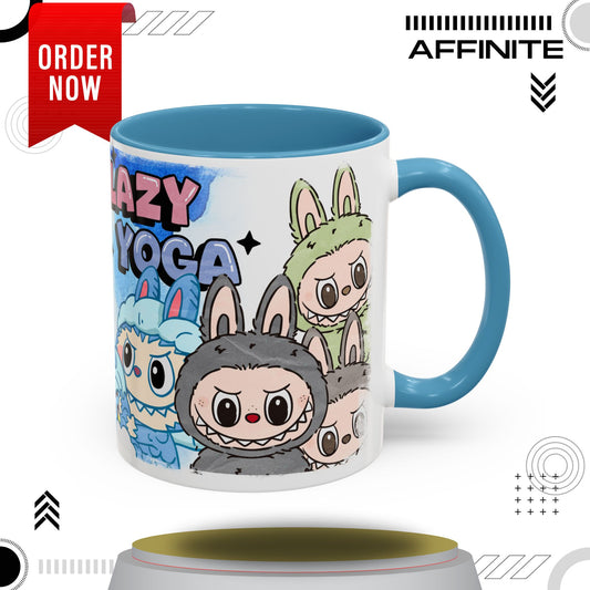 Mug Lazy Yoga Monsters Coffee Mug - Fun Accent Mug for Yoga Lovers 11oz Light Blue