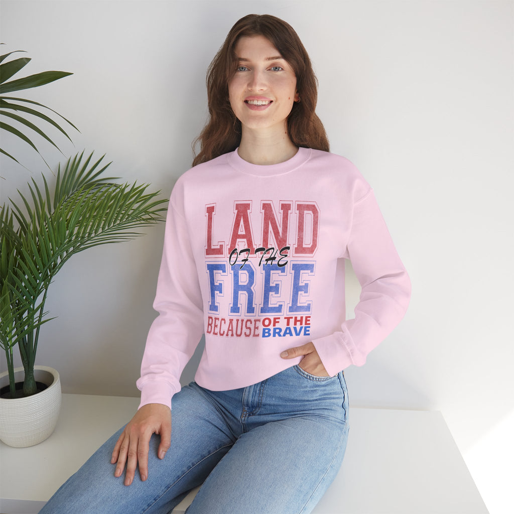 Patriotic Sweatshirt - Land of The Free America Flag Crewneck