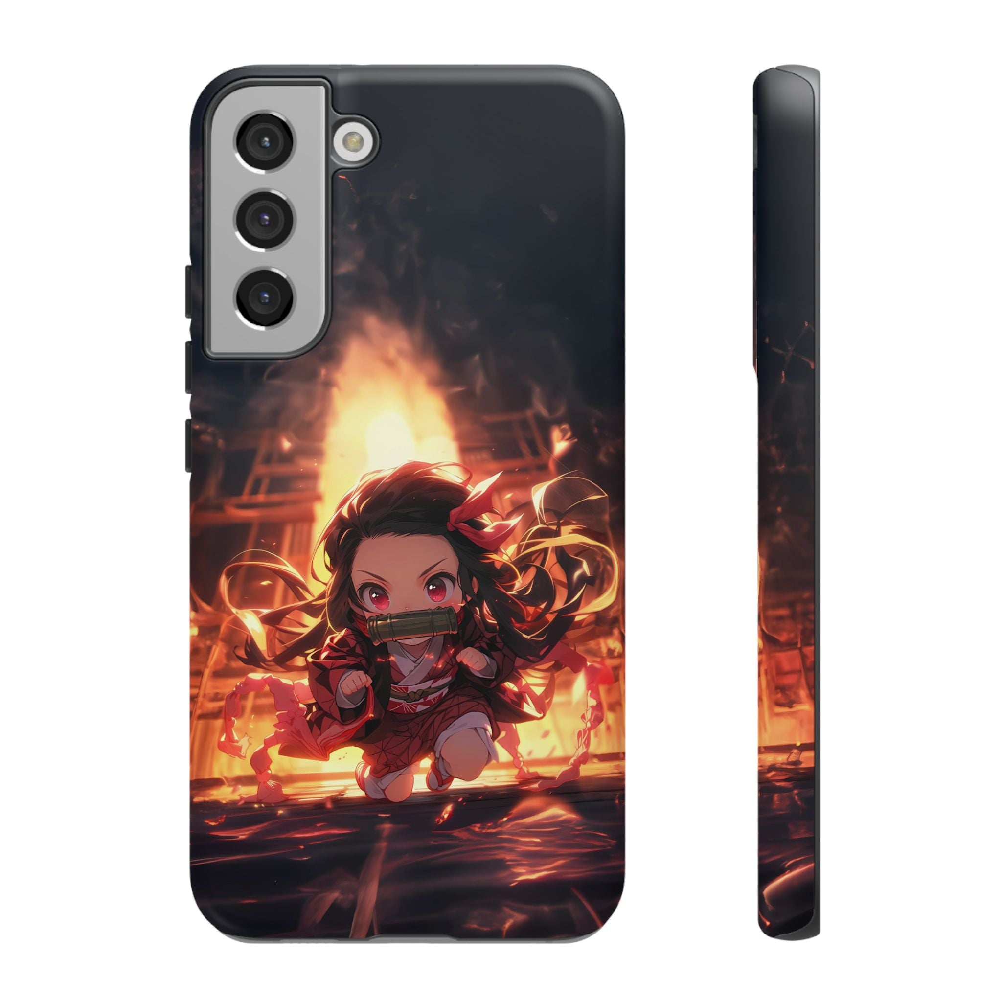 Chibi Nezuko Kamado Tough Phone Case – Anime Protective Case for iPhone & Samsung, UV Resistant, Durable & Stylish