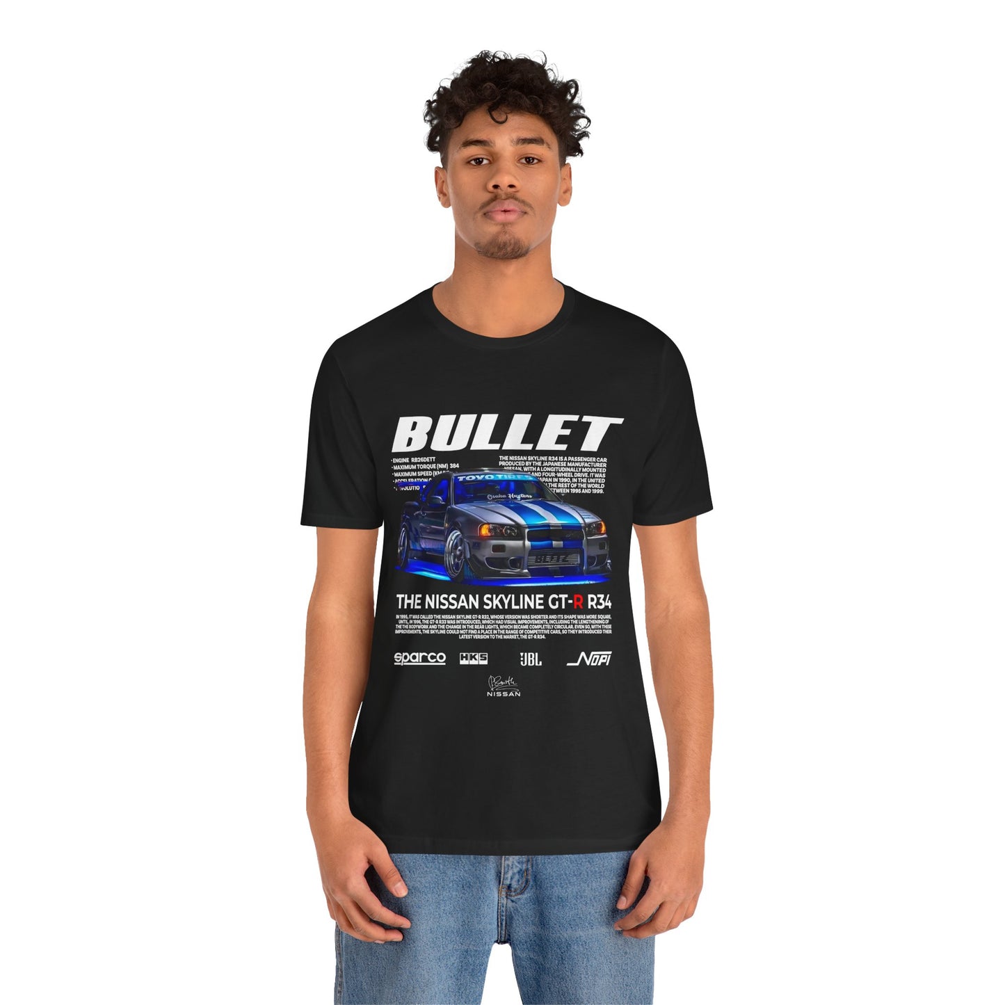 T-Shirt Nissan Skyline GT-R R34 Graphic Tee – Unisex Car Enthusiast T-Shirt – JDM Racing Gift for Him or Her