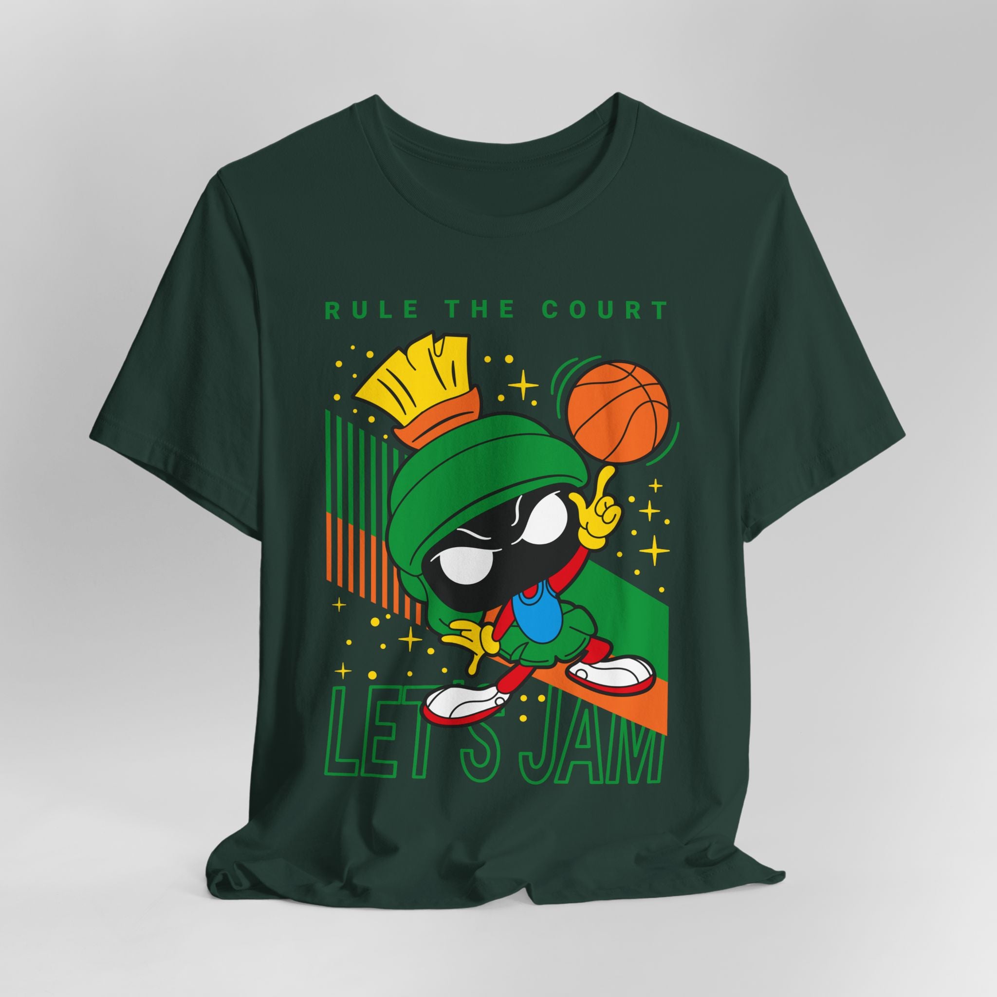 Cartoon Marvin Basketball Graphic Tee - "Rule the Court, Let's Jam!"