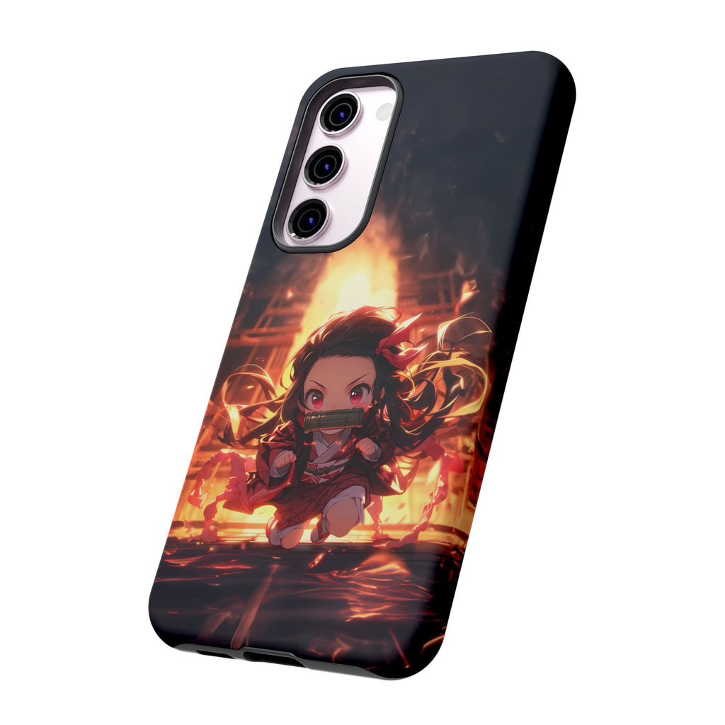 Chibi Nezuko Kamado Tough Phone Case – Anime Protective Case for iPhone & Samsung, UV Resistant, Durable & Stylish