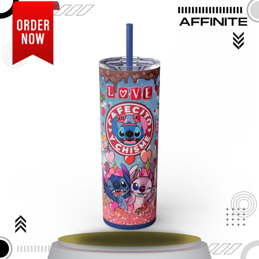 Tumblers Stitch Love & Cupcakes Skinny Tumbler with Straw - 20oz, Cute Drinkware for Coffee Lovers