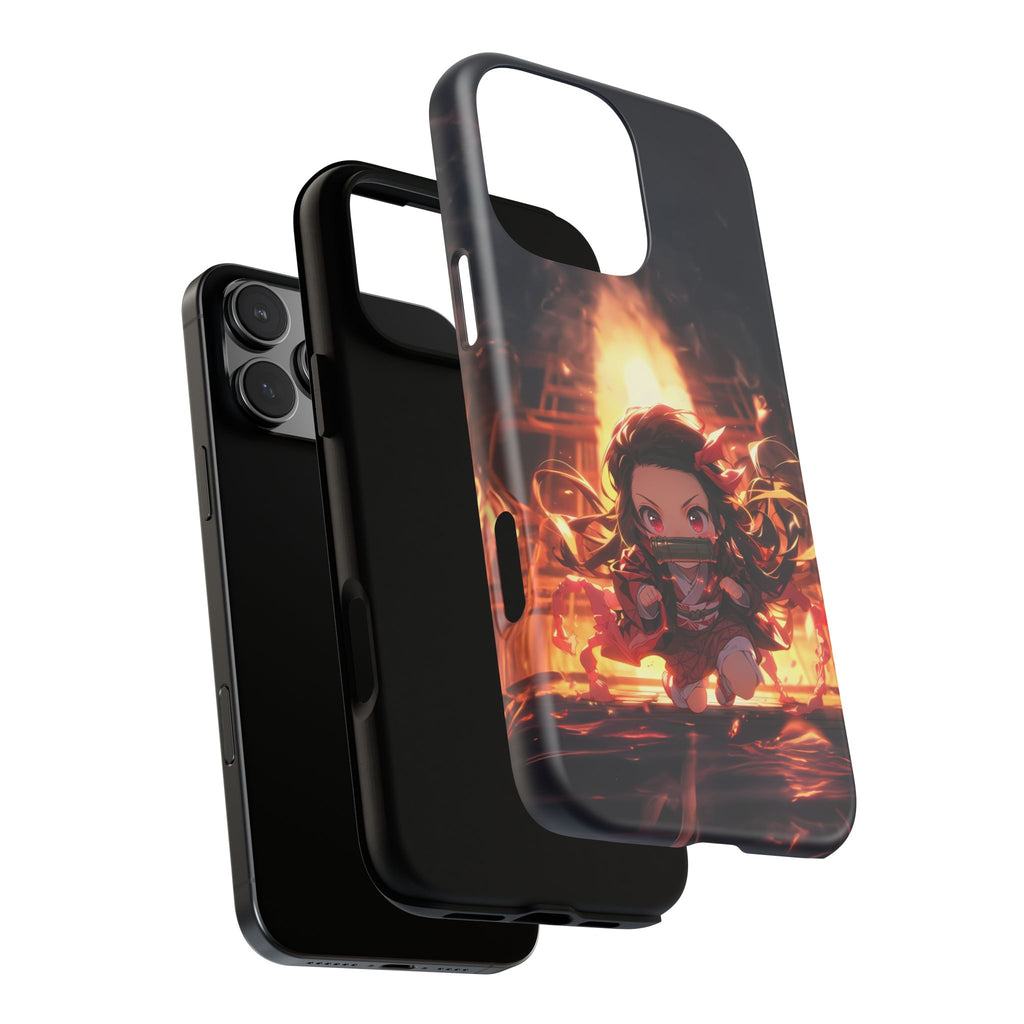 Chibi Nezuko Kamado Tough Phone Case – Anime Protective Case for iPhone & Samsung, UV Resistant, Durable & Stylish