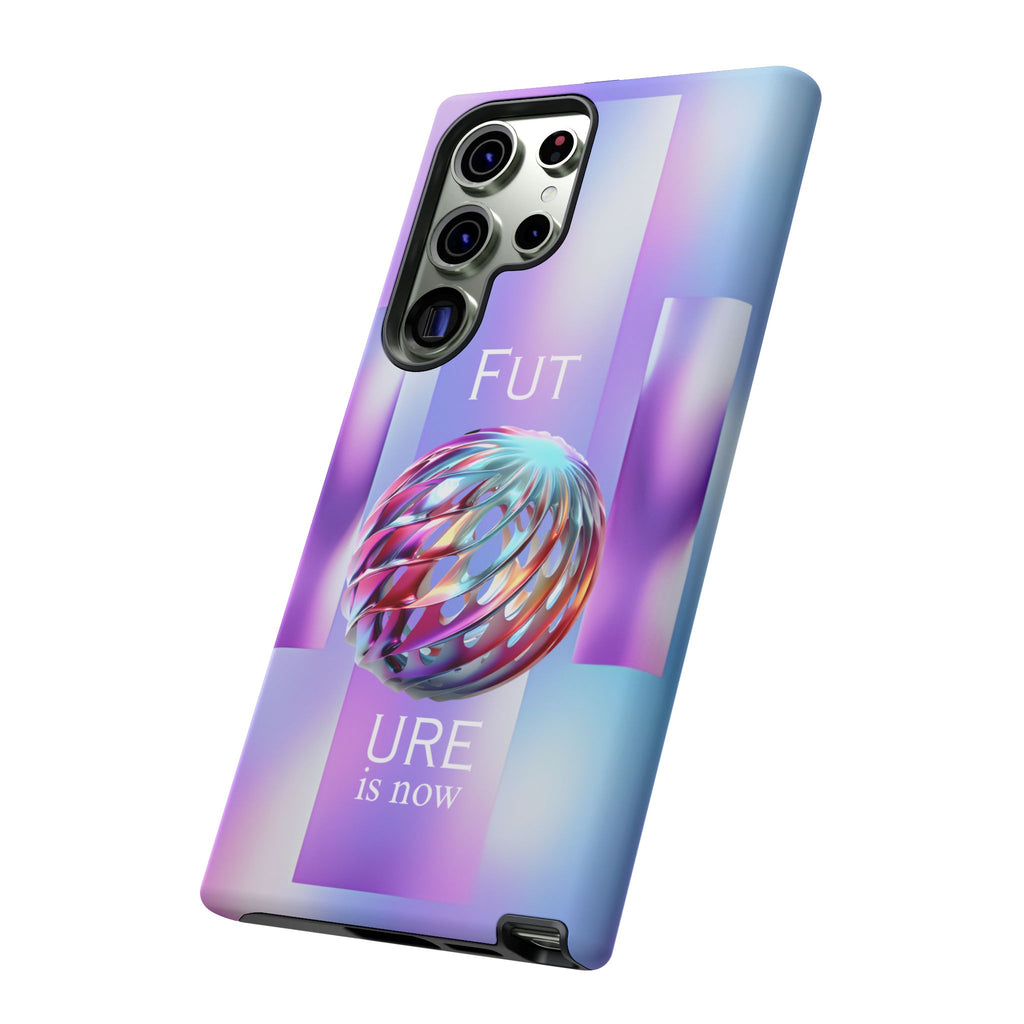 Futuristic Gradient Tough Case – 'Future is Now' 3D Design | Shockproof & UV Protected