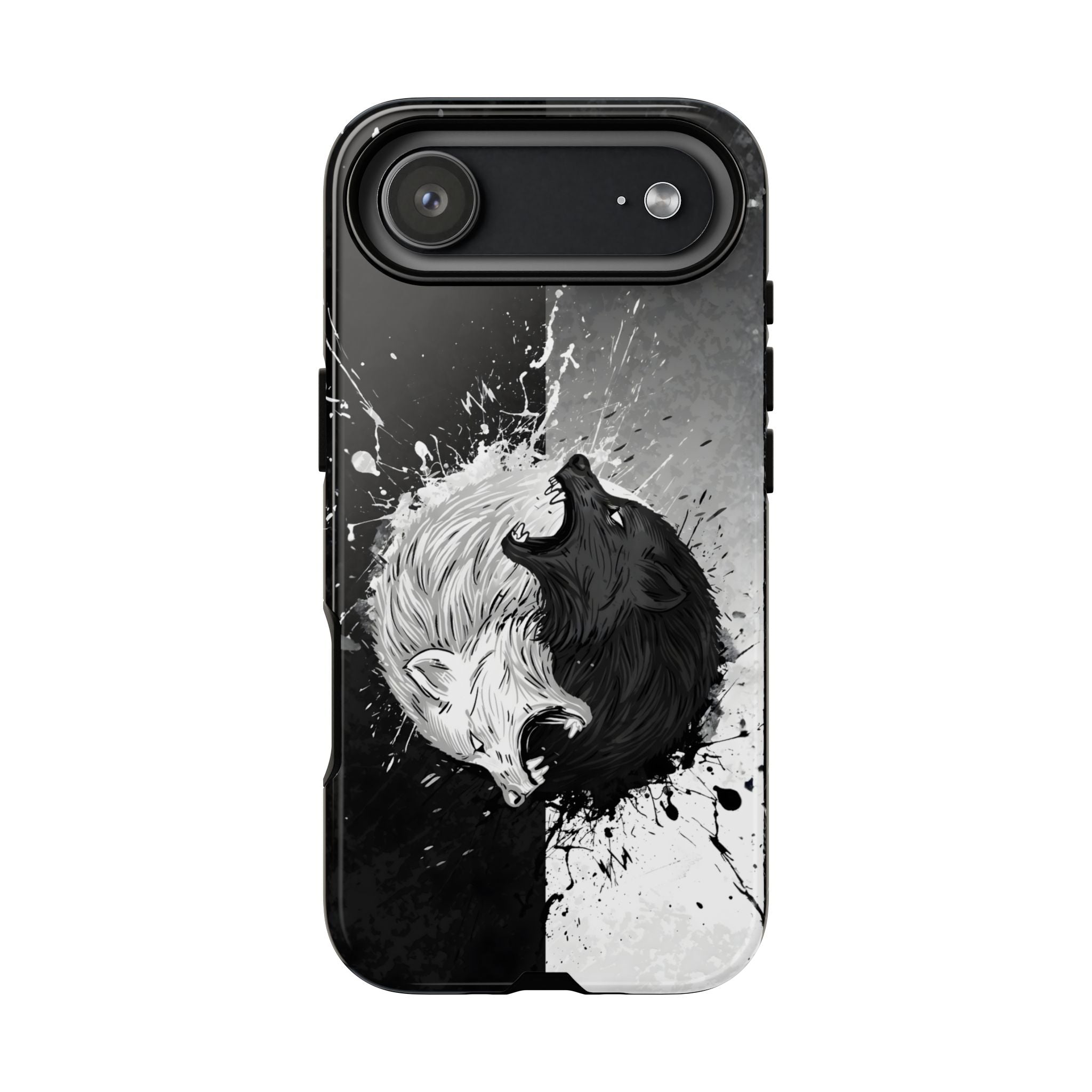 Yin Yang Wolf Phone Case - Dual Layer Protective Cover iPhone 17 Air Glossy Tough Cases
