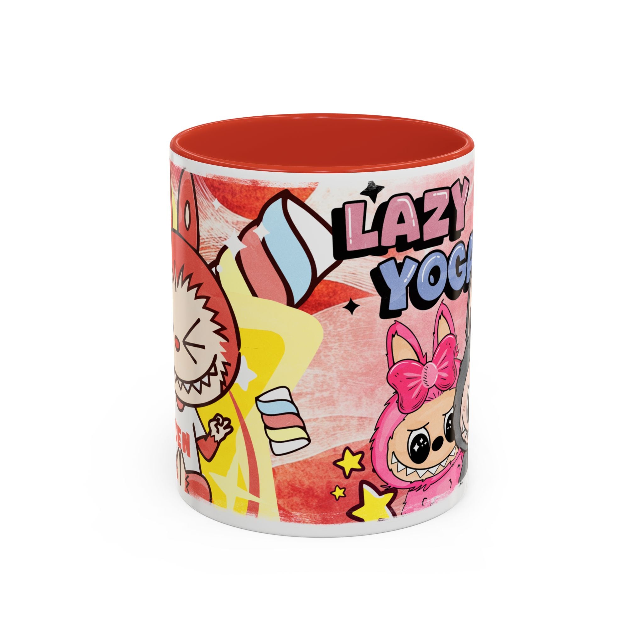 Lazy Yoga Labubu Cartoon Accent Coffee Mug - Fun and Playful Design for Coffee Lovers