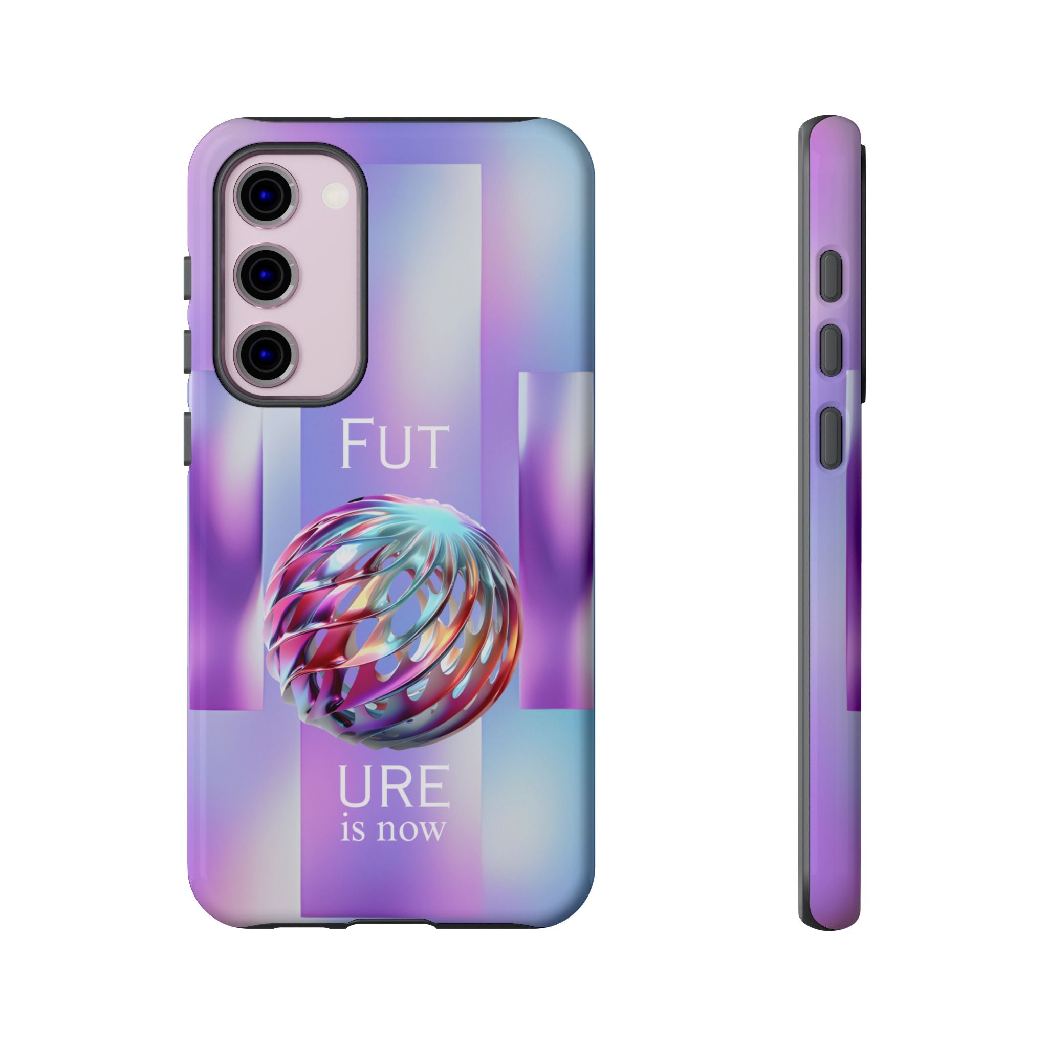 Futuristic Gradient Tough Case – 'Future is Now' 3D Design | Shockproof & UV Protected
