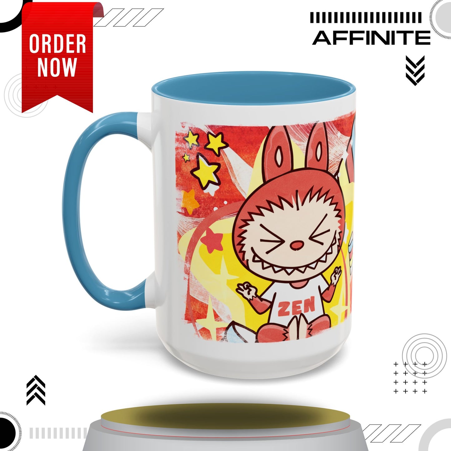Mug Lazy Yoga Labubu Cartoon Accent Coffee Mug - Fun and Playful Design for Coffee Lovers