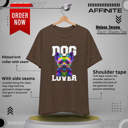 T-Shirt Dog Lover Unisex T-Shirt | Sharp Dog Graphic Heather Brown