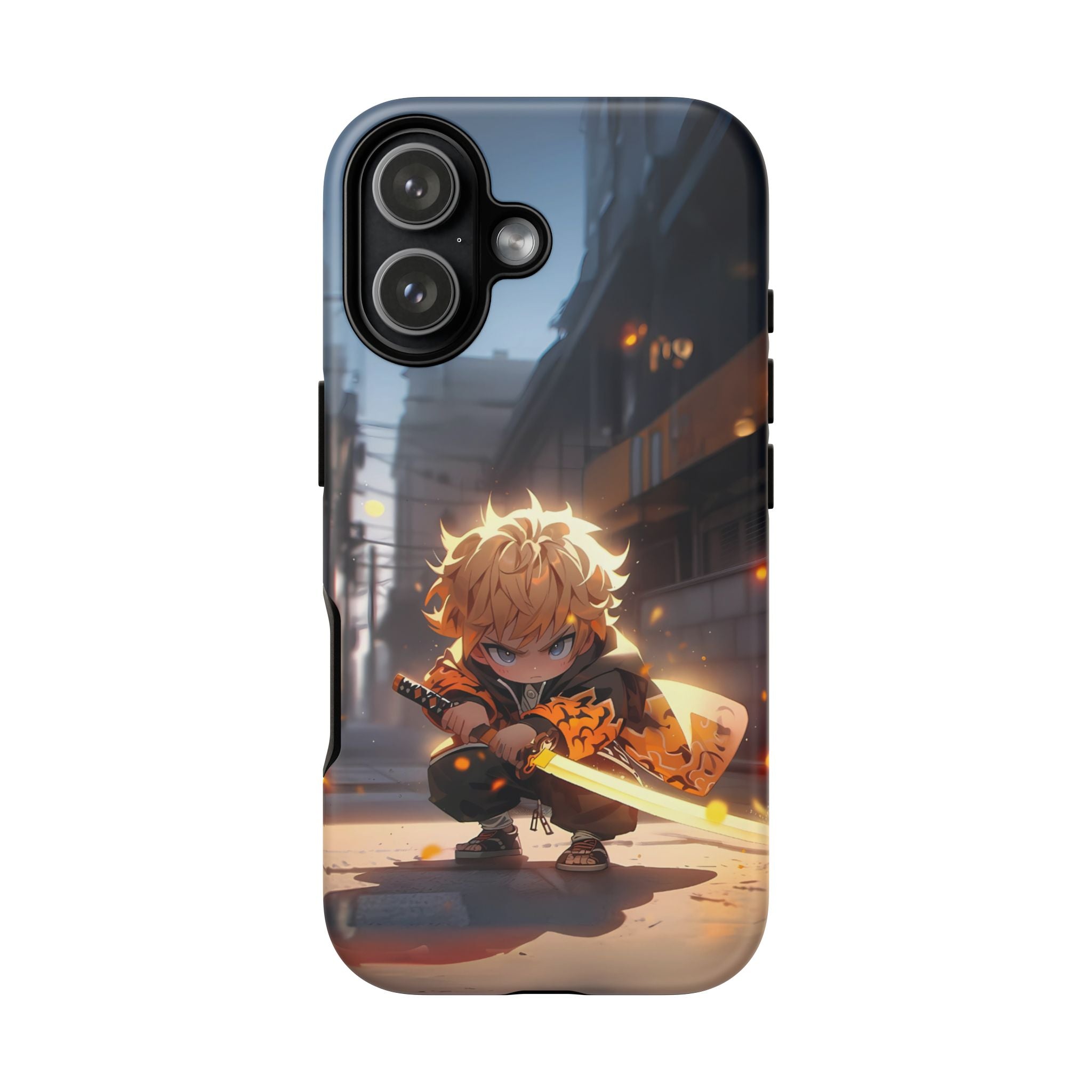 Chibi Zenitsu Lightning Tough Phone Case – Anime Protective Case for iPhone & Samsung, UV Resistant, Durable & Stylish