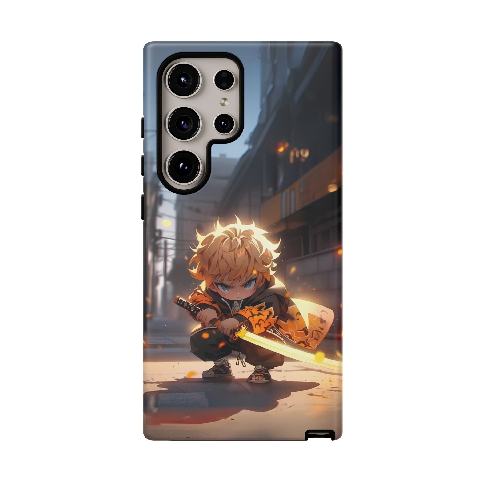 Chibi Zenitsu Lightning Tough Phone Case – Anime Protective Case for iPhone & Samsung, UV Resistant, Durable & Stylish