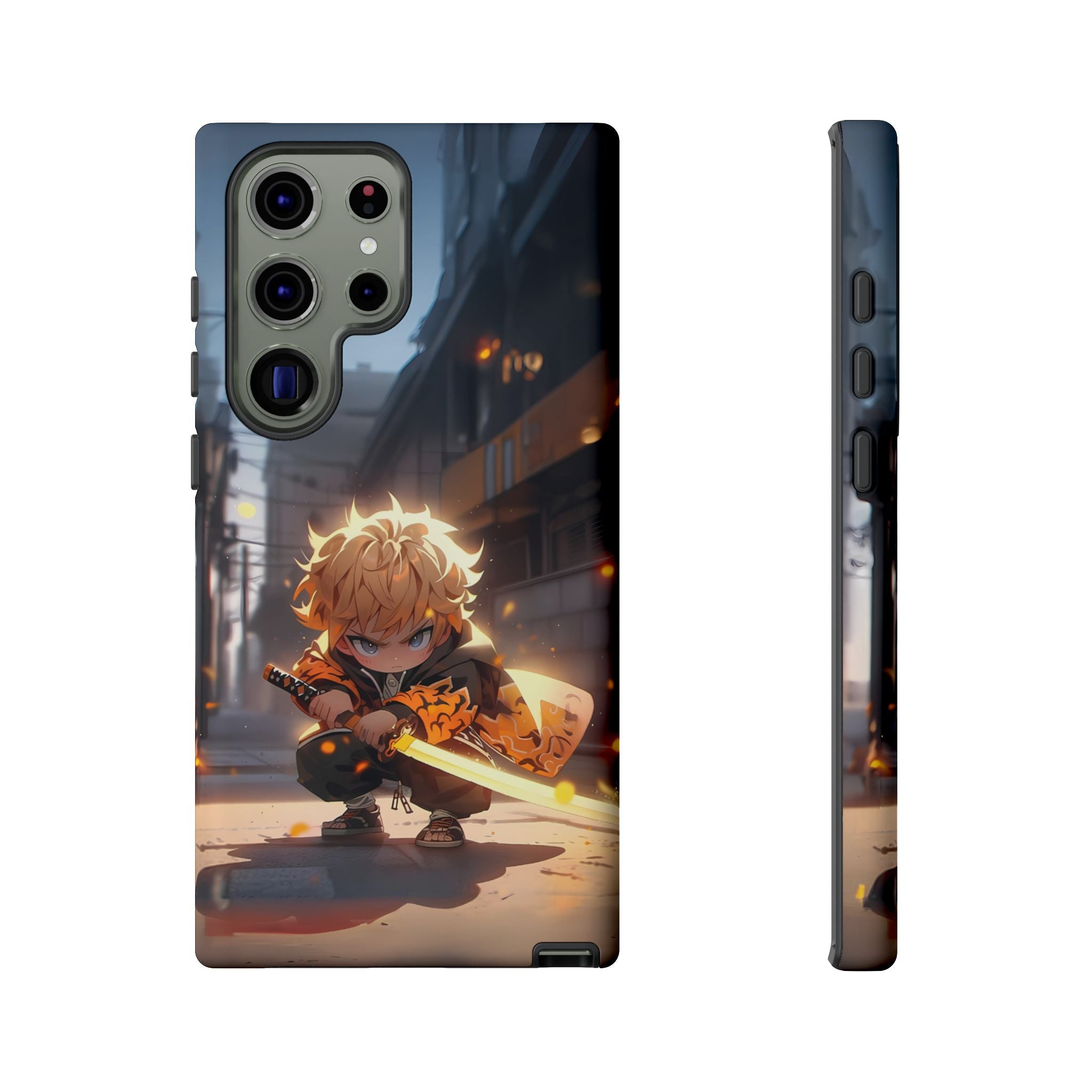 Chibi Zenitsu Lightning Tough Phone Case – Anime Protective Case for iPhone & Samsung, UV Resistant, Durable & Stylish