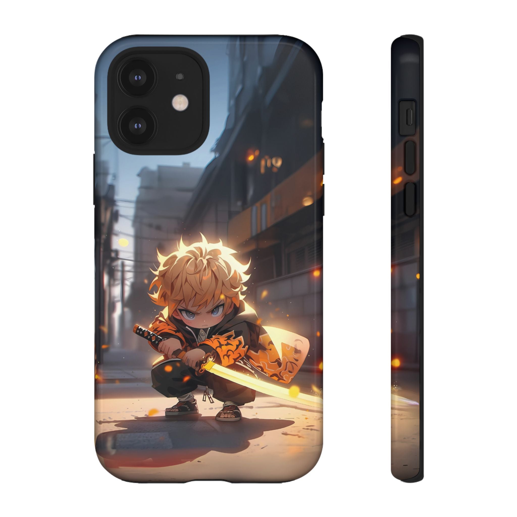 Chibi Zenitsu Lightning Tough Phone Case – Anime Protective Case for iPhone & Samsung, UV Resistant, Durable & Stylish