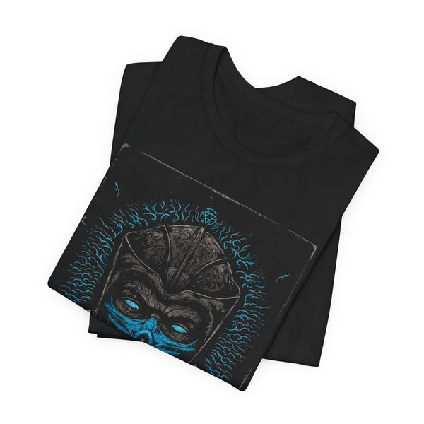 Folded Epic Gamer Tee close-up showing fabric texture and partial print detail in neon blue