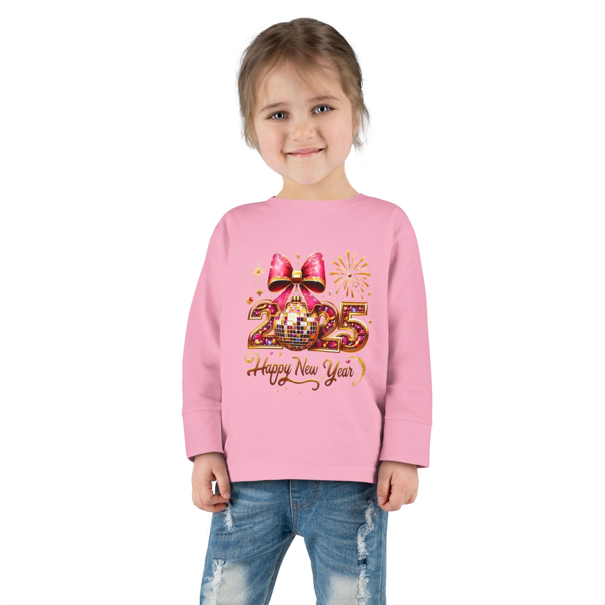 Toddler Long Sleeve Tee - 2025 Happy New Year Disco Design