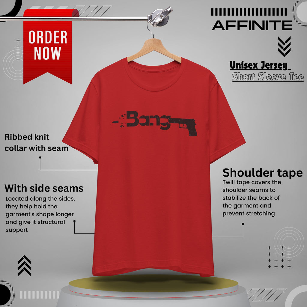 T-Shirt Bang Graphic Unisex Jersey Short Sleeve Tee - Casual Streetwear T-Shirt Red