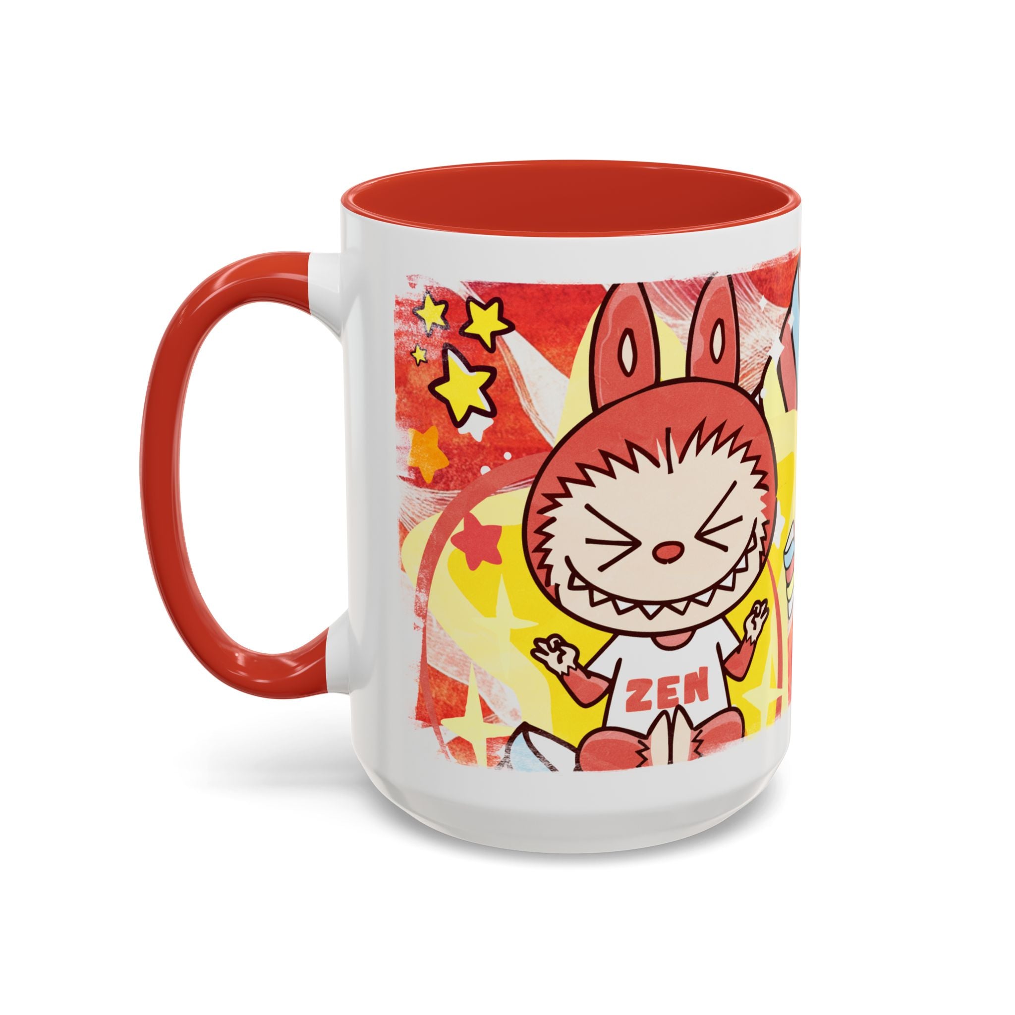 Lazy Yoga Labubu Cartoon Accent Coffee Mug - Fun and Playful Design for Coffee Lovers