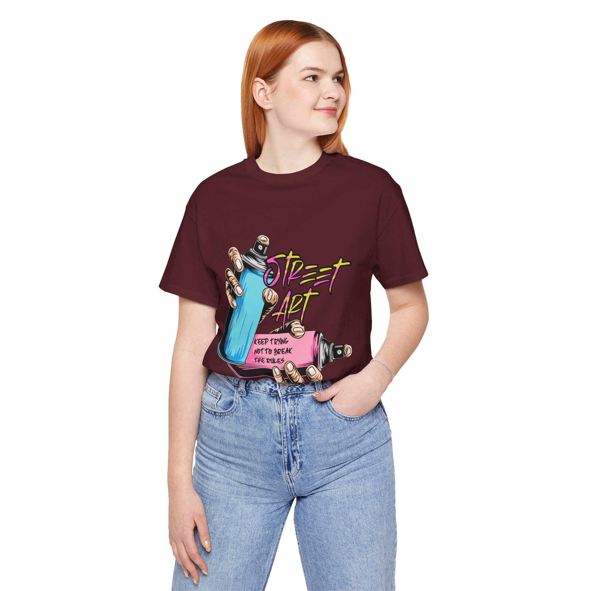 Street Art Graphic Tee – Keep Trying Motivational Unisex Shirt | Soft Cotton for Artists & Rebels