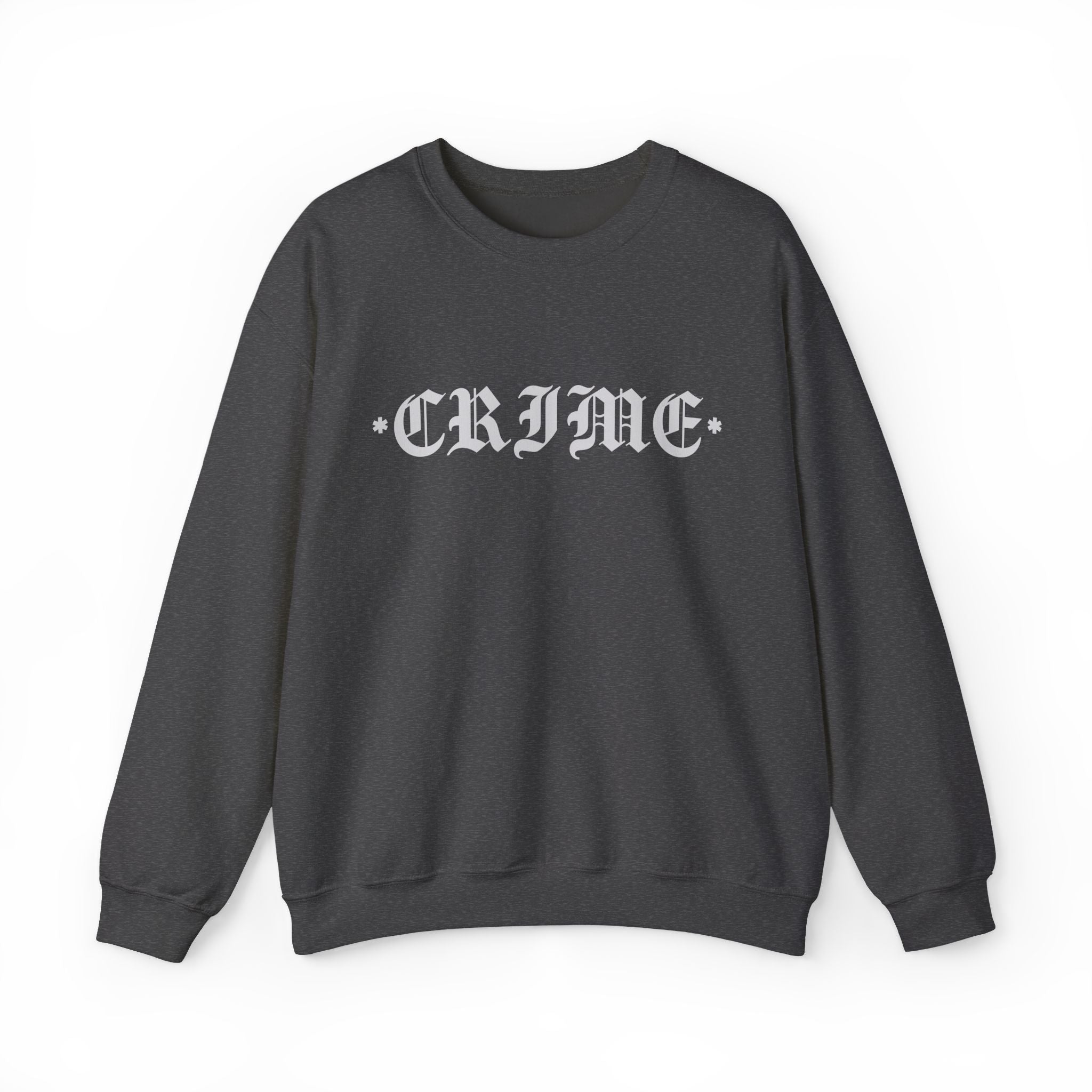 Unisex Heavy Blend Crewneck Sweatshirt - Bold 'CRIME' Graphic - Comfortable Everyday Wear